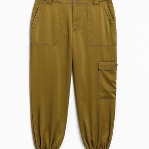 NEW Gap Satin Cargo Jogger Pants Olive Green XL